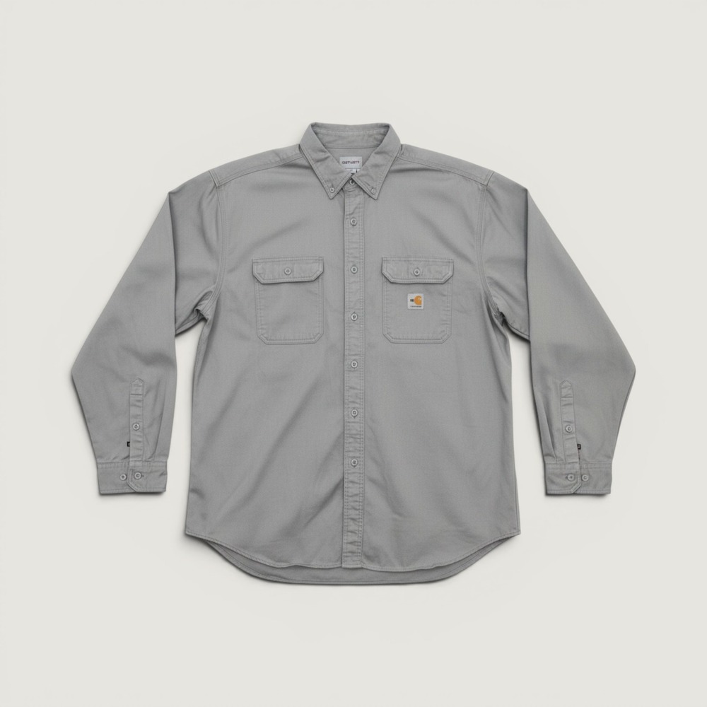 Carhartt‎ FR Flame-Resistant Button Down Work Shirt Grey 2XL FRS160 GRY